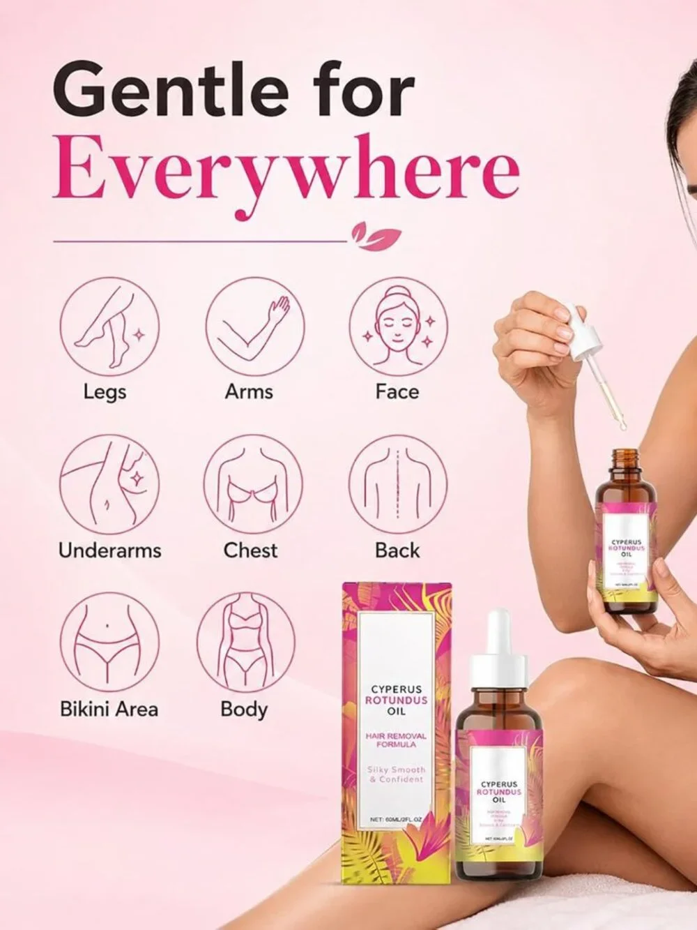 Cyperus Rotundus Oil Hair Removal for Women and Men